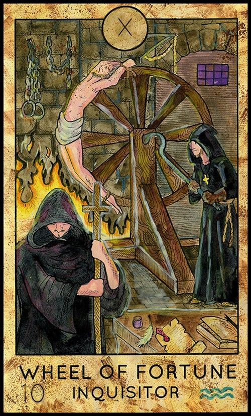 Wheel of Fortune — Inquisitor card from the Fantasy World Tarot deck
