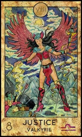 Justice — Valkyrie card from the Fantasy World Tarot deck