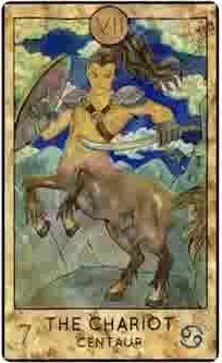 The Chariot — Centaur card from the Fantasy Creatures Tarot deck