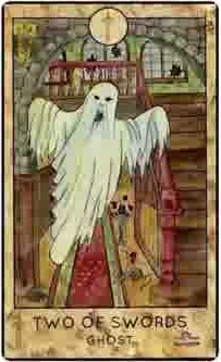 Two of Swords — Ghost card from the Fantasy Creatures Tarot deck