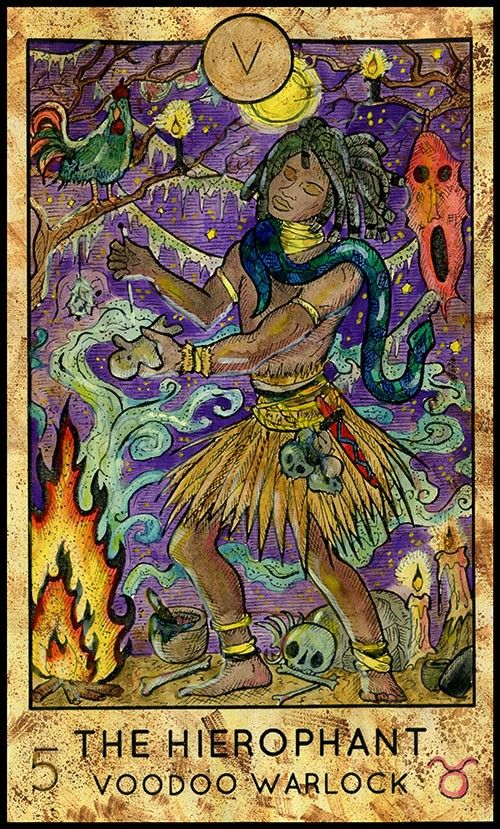 The Hierophant — Voodoo Warlock card from the Fantasy World Tarot deck