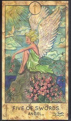 Five of Swords — Angel card from the Fantasy World Tarot deck