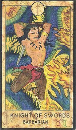 Knight of Swords — Barbarian card from the Fantasy World Tarot deck