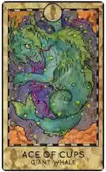 Ace of Cups — Giant Whale card from the Fantasy Creatures Tarot deck