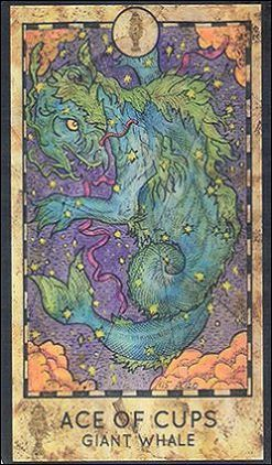 Ace of Cups — Giant Whale card from the Fantasy World Tarot deck