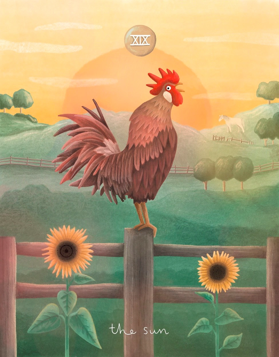 The Sun card from the Faunabelle Tarot deck