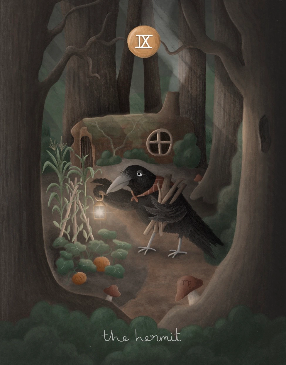 The Hermit card from the Faunabelle Tarot deck