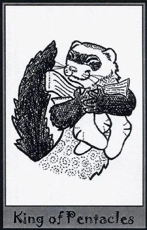 King of Pentacles card from the Ferret Tarot deck
