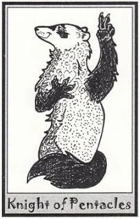 Knight of Pentacles card from the Ferret Tarot deck