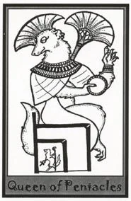 Queen of Pentacles card from the Ferret Tarot deck