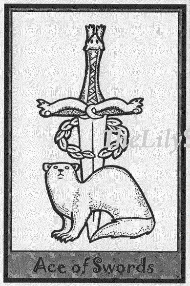 Ace of Swords card from the Ferret Tarot deck