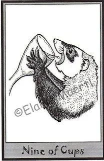 Nine of Cups card from the Ferret Tarot deck