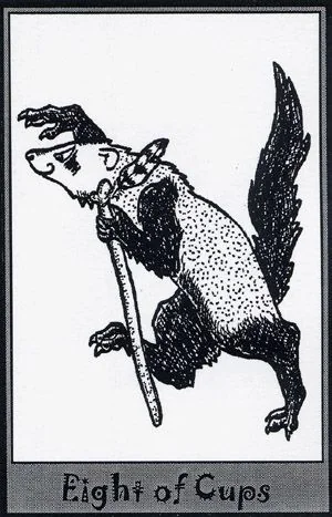 Eight of Cups card from the Ferret Tarot deck