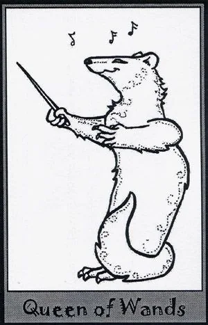 Queen of Wands card from the Ferret Tarot deck