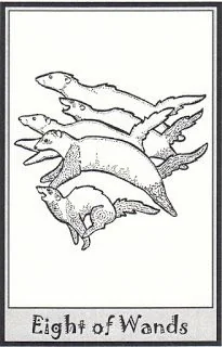 Eight of Wands card from the Ferret Tarot deck