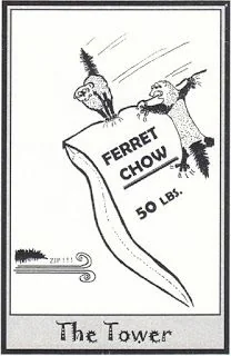 The Tower card from the Ferret Tarot deck