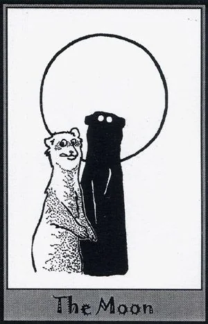 The Moon card from the Ferret Tarot deck