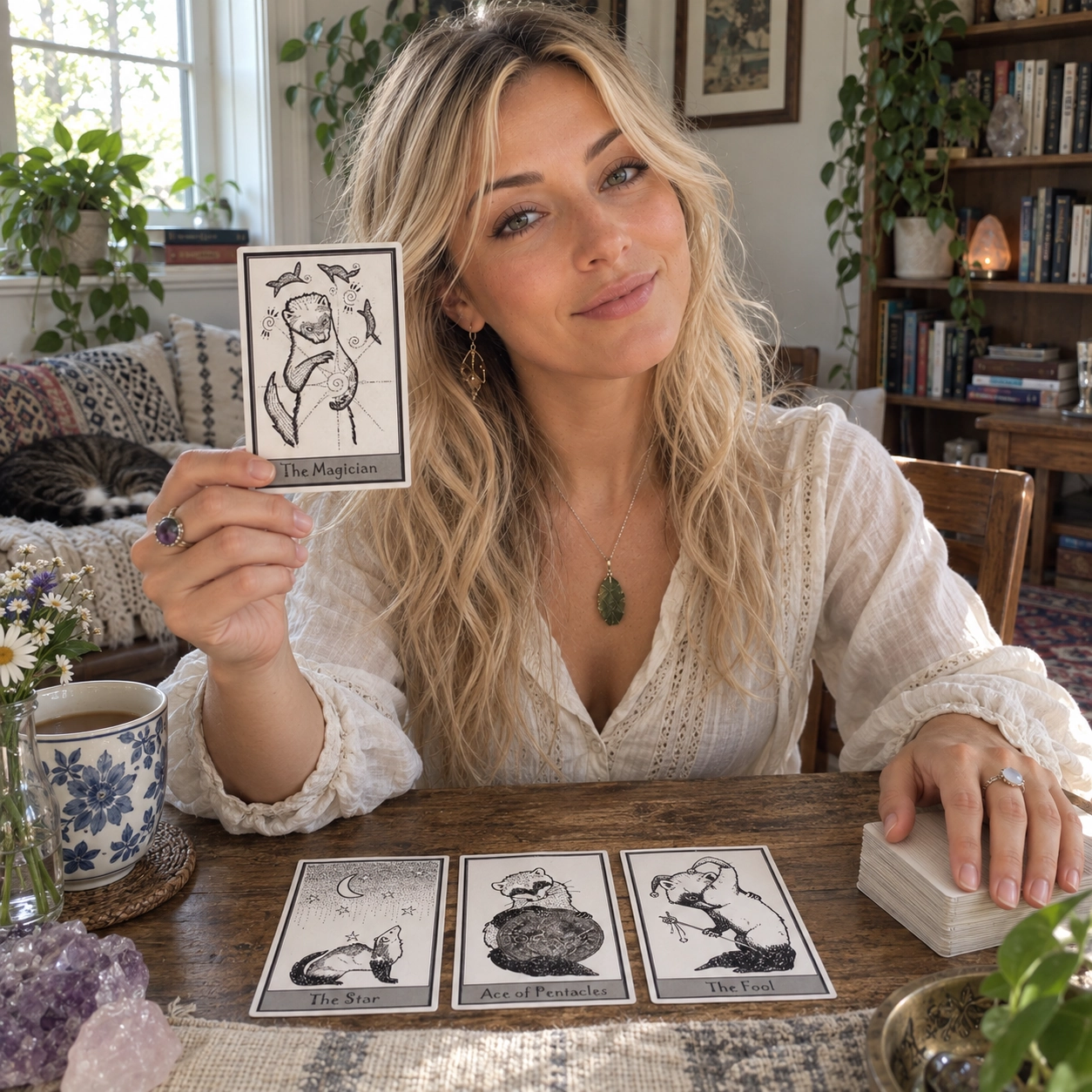 Aurica reading with Elaine Moertl's Ferret Tarot