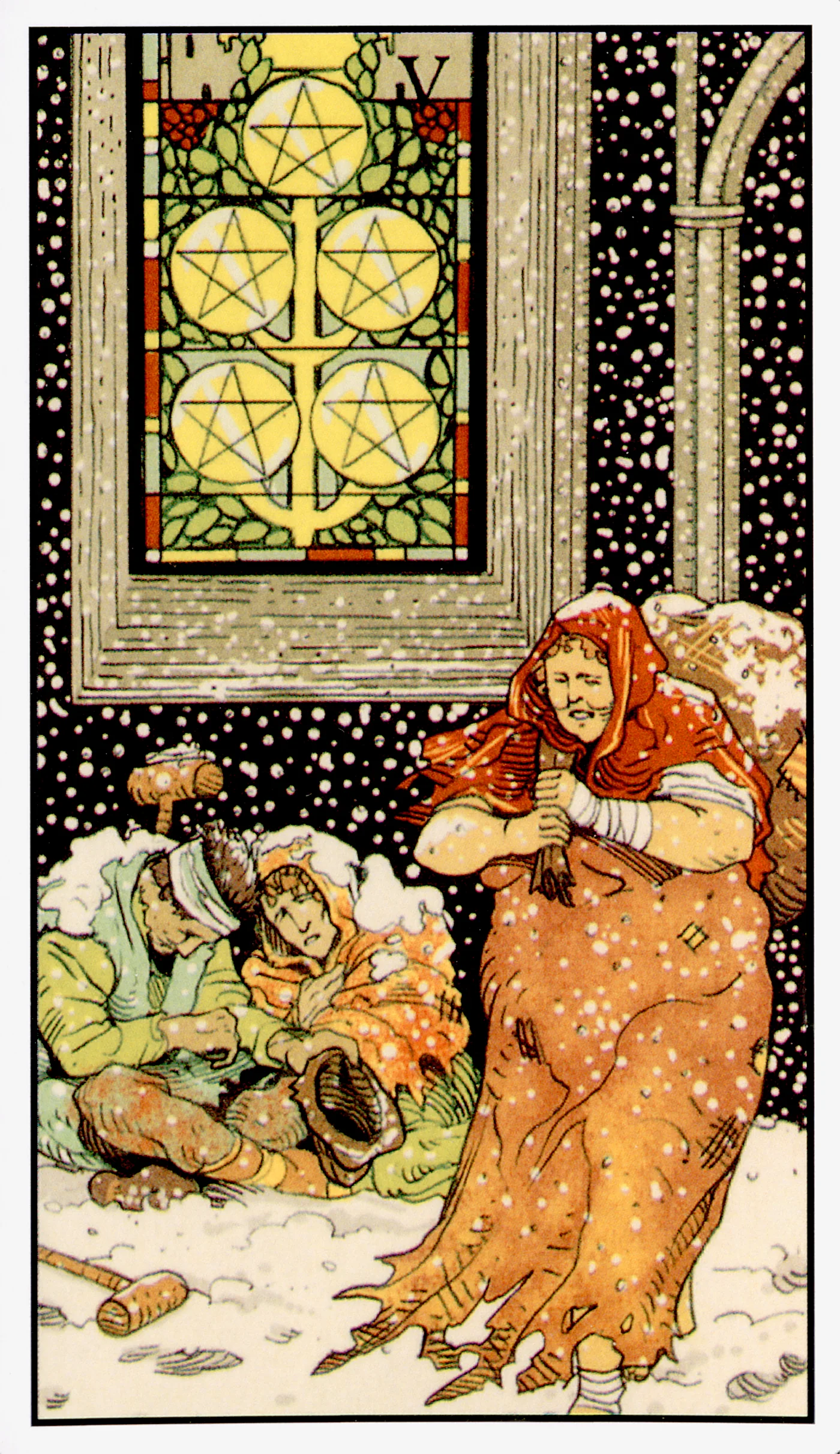 Five of Pentacles — After Tarot by Lo Scarabeo Five of Pentacles card from the After Tarot deck by Lo Scarabeo