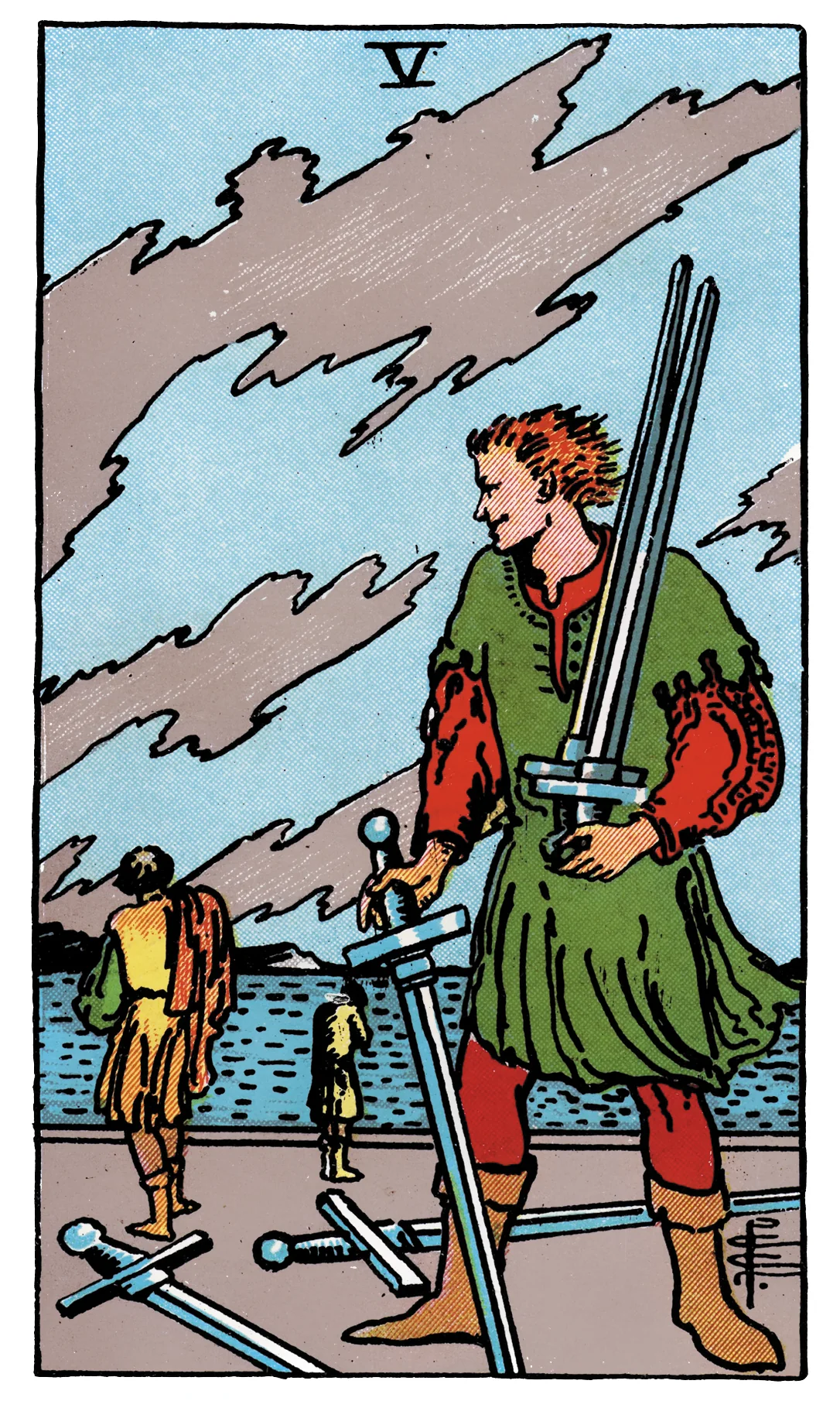 Five of Swords — Rider-Waite-Smith Tarot by Rider Five of Swords card from the Rider-Waite-Smith Tarot deck by Rider