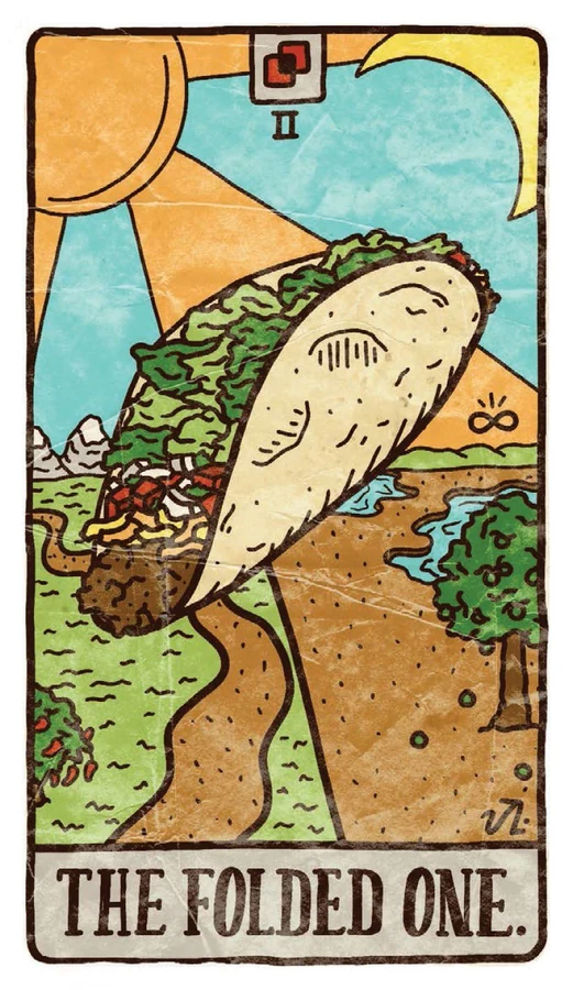 The Folded One card from the Food Fortunes Tarot deck