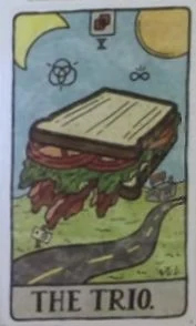 The Trio card from the Food Fortunes Tarot deck