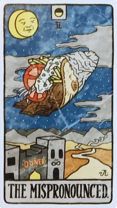 The Mispronounced card from the Food Fortunes Tarot deck