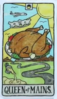Queen of Mains card from the Food Fortunes Tarot deck