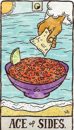 Ace of Sides card from the Food Fortunes Tarot deck