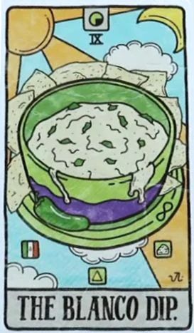 The Blanco Dip card from the Food Fortunes Tarot deck