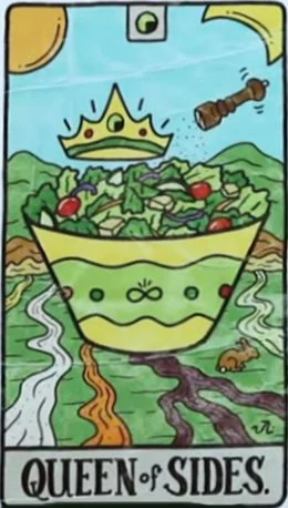 Queen of Sides card from the Food Fortunes Tarot deck