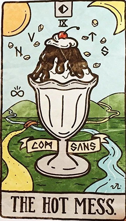 The Hot Mess card from the Food Fortunes Tarot deck