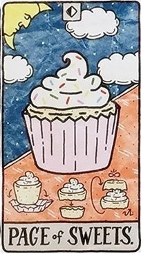 Page of Sweets card from the Food Fortunes Tarot deck