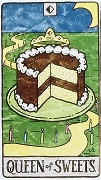 Queen of Sweets card from the Food Fortunes Tarot deck