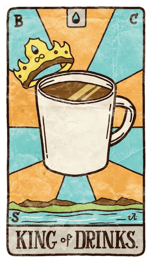 King of Drinks card from the Food Fortunes Tarot deck