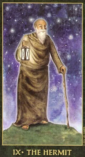 The Hermit card from the Forest Folklore Tarot deck