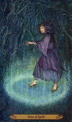 9 of Spells - Forest of Enchantment Tarot - Tarot Deck by Lunaea Weatherstone