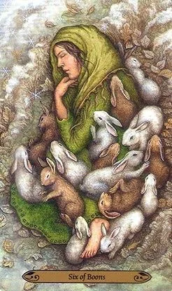 6 of Boons card from the Forest of Enchantment Tarot deck