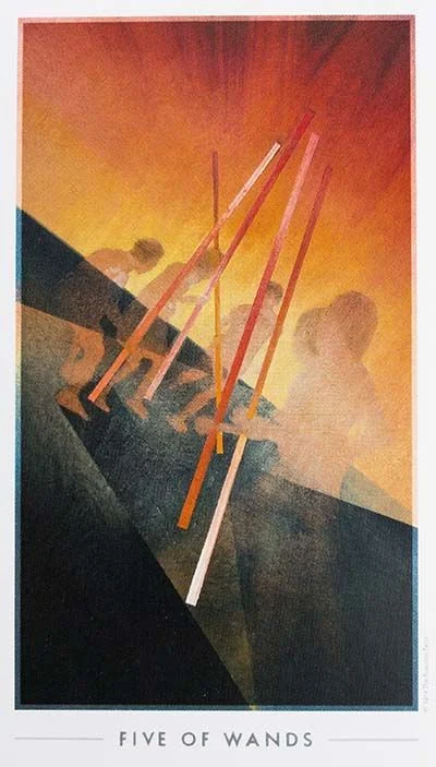 5 of Wands card from the The Fountain Tarot deck