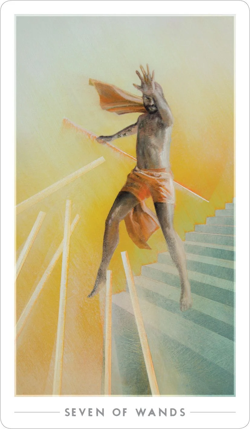 7 of Wands card from the The Fountain Tarot deck