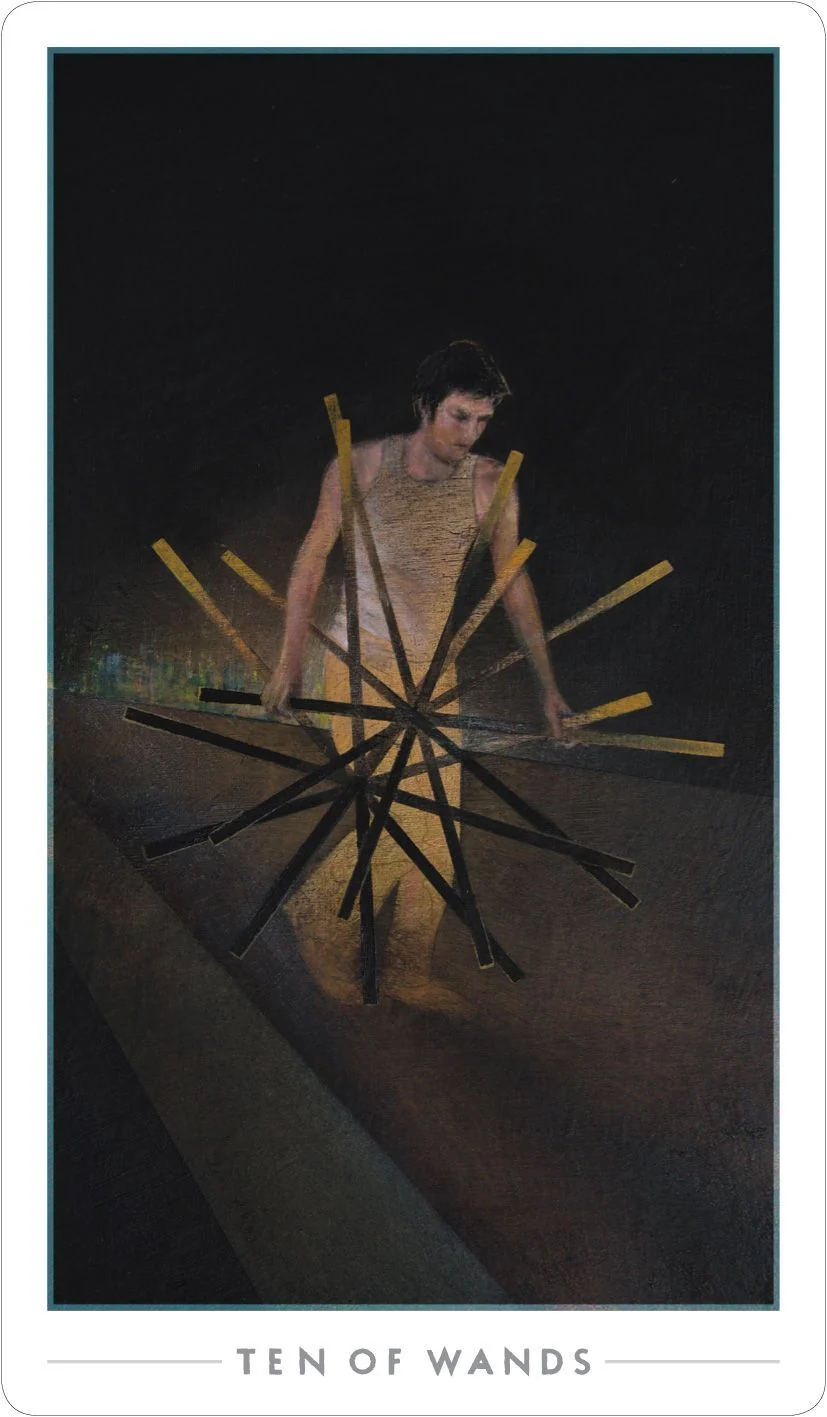 10 of Wands card from the The Fountain Tarot deck