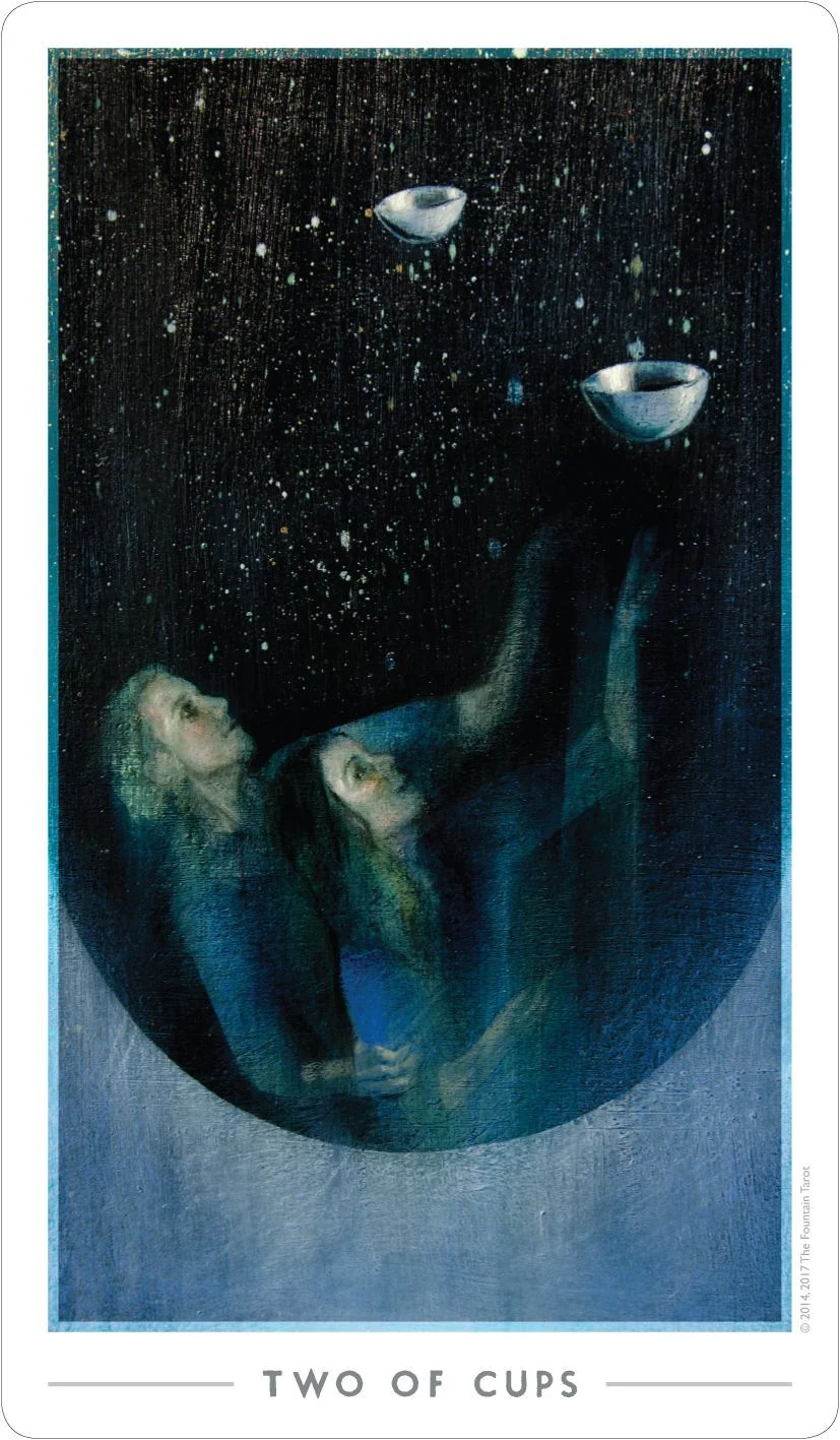 2 of Cups card from the The Fountain Tarot deck