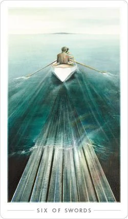 6 of Swords card from the The Fountain Tarot deck