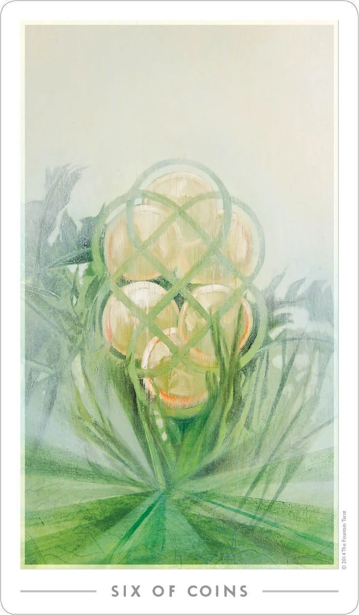 6 of Coins card from the The Fountain Tarot deck