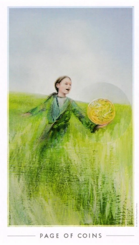 Page of Coins card from the The Fountain Tarot deck