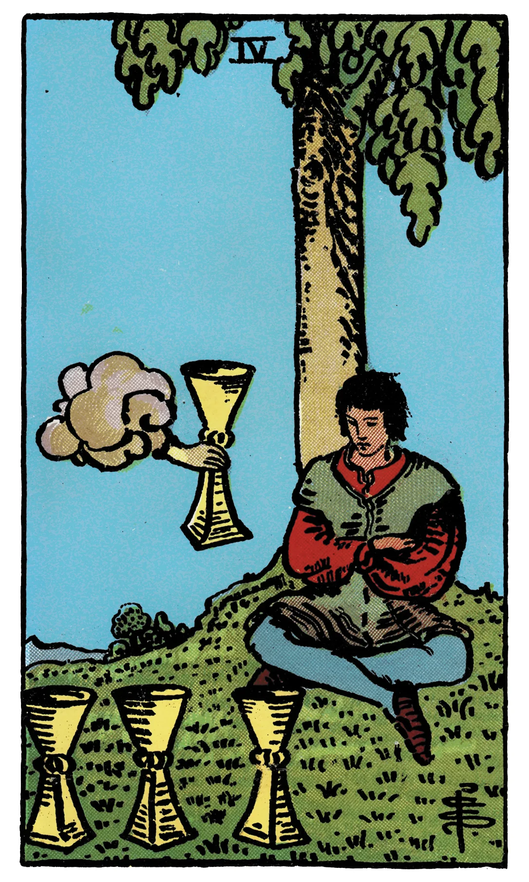 Four of Cups card from the Rider-Waite-Smith Tarot deck by Rider