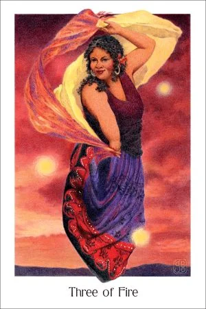 Three of Fire card from the Gaian Tarot deck