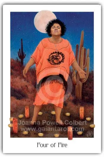 Four of Fire card from the Gaian Tarot deck