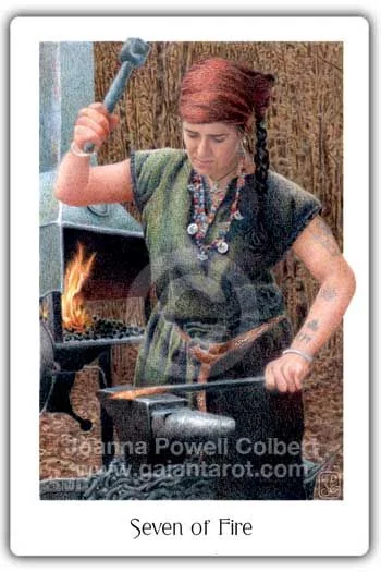 Seven of Fire card from the Gaian Tarot deck