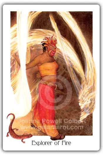 Explorer of Fire card from the Gaian Tarot deck
